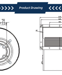 Quạt ly tâm dạng con sò Krubo K-AC250-D400-12, 400VAC, 250mm