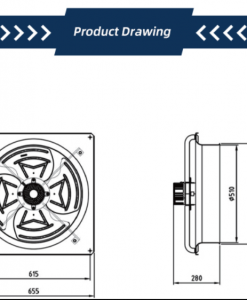 Quạt ly tâm EC Krubo K-EC500-W230-15, 230VAC, 500mm