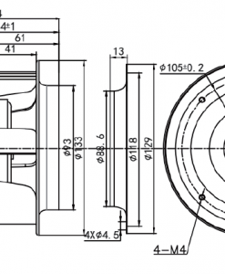 Quạt ly tâm EC Krubo K-EC133-R230-44, 230VAC, 133mm