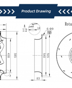Quạt ly tâm EC Krubo K-EC560-R380-16, 380VAC, 560mm