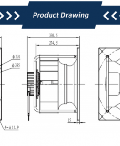 Quạt ly tâm EC Krubo K-EC400-K230-18, 230VAC, 400mm