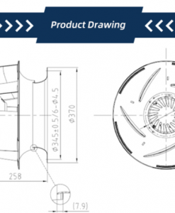 Quạt ly tâm EC Krubo K-EC400-R230-13, 230VAC, 400mm