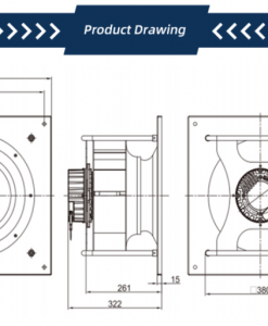 Quạt ly tâm EC Krubo K-EC355-K230-22, 230VAC, 355mm