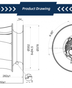 Quạt ly tâm EC Krubo K-EC355-R380-17, 380VAC, 355mm