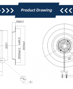 Quạt ly tâm EC Krubo K-EC355-R230-19, 230VAC, 355mm