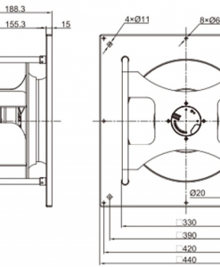 Quạt ly tâm EC Krubo K-EC310-K230-20, 230VAC, 310mm