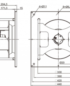 Quạt ly tâm EC Krubo K-EC310-K230-18, 230VAC, 310mm