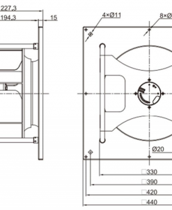 Quạt ly tâm EC Krubo K-EC310-K230-15, 230VAC, 310mm
