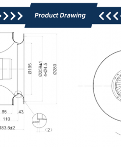 Quạt ly tâm EC Krubo K-EC280-R230-28, 230VAC, 280mm