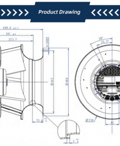 Quạt ly tâm EC Krubo K-EC500-R380-21, 380VAC, 500mm