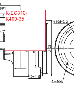 Quạt ly tâm EC Krubo K-EC310-K400-35, 400VAC, 310mm