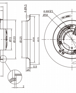 Quạt ly tâm EC Krubo K-EC190-R230-41, 230VAC, 190mm