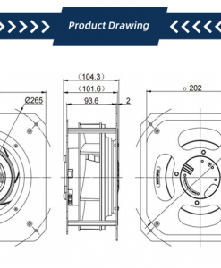 Quạt ly tâm EC Krubo K-EC220-K230-24, 230VAC, 220mm