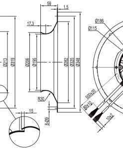 Quạt ly tâm EC Krubo K-EC310-R230-29, 230VAC, 310mm