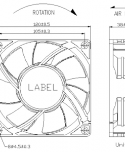 Quạt hướng trục Krubo K-DC12038-A24-41, 24VDC, 120x120x38mm