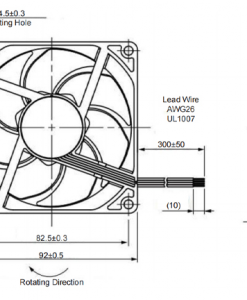 Quạt hướng trục Krubo K-DC9225-A12-50H, 12VDC, 92x92x25mm