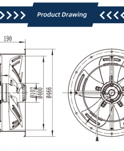 Quạt hướng trục AC Krubo K-AC400-W380-13, 380VAC, 400mm