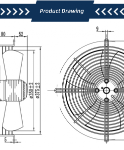 Quạt hướng trục AC Krubo K-AC350-S220-13, 380VAC, 350mm