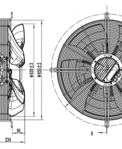 Quạt hướng trục AC Krubo K-EC630-S380-12, 400VAC, 630mm