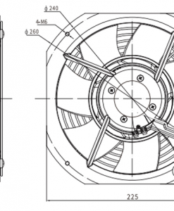 Quạt hướng trục EC Krubo K-EC200-A230-27, 230VAC, 225x225x80mm