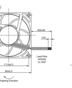 Quạt hướng trục DC Krubo K-DC8025-A12-74H, 12VDC, 80x80x25mm
